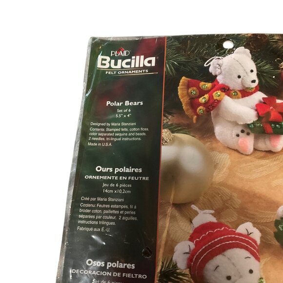 Bucilla Felt Ornament Kit Polar Bears Christmas Craft Set For DIY vintage 85314 - Picture 1 of 5